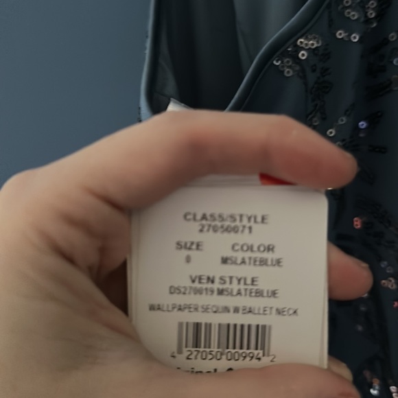 NWT 0 Slate / Dusty Blue Full Length Maxi Sequin Dress / Gown Bridesmaid / Prom - Picture 11 of 11